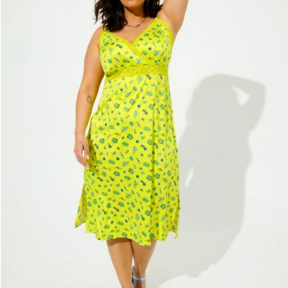 Rare Betsey Johnson Torrid lace slip dress neon